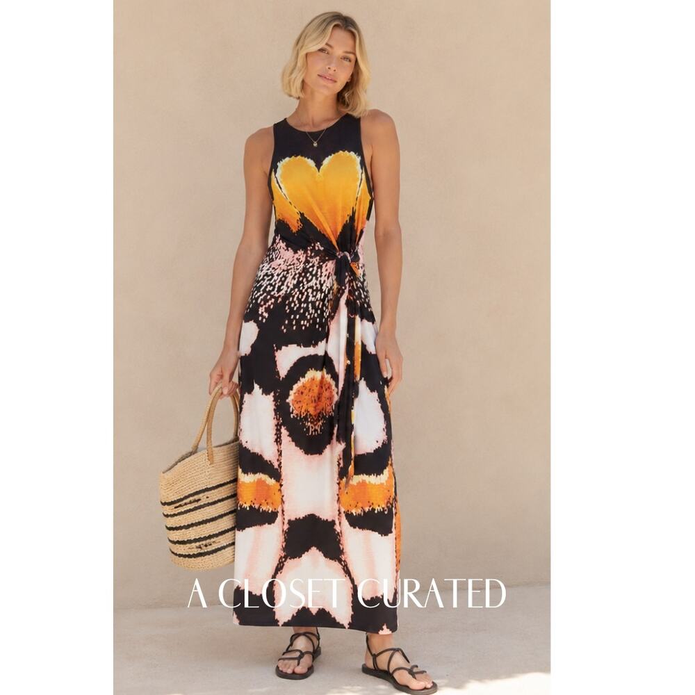 Chufy Yucca Maxi Dress XS Brown Yellow NEW